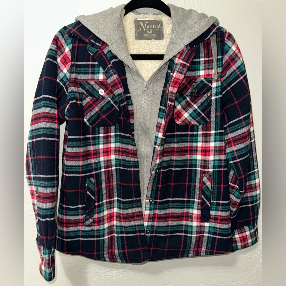 Bass Pro Shops Women’s Plaid Sherpa Lined Button Pocket Zip Up Hooded Sweater